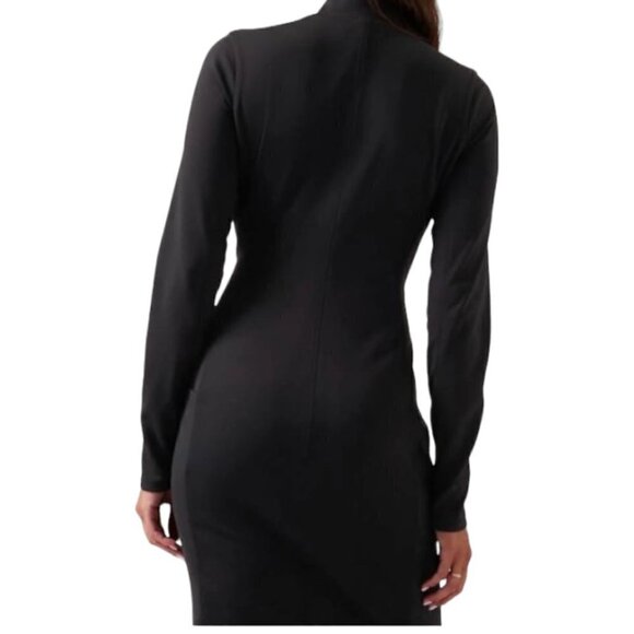 ATHLETA NWT Women's Delancey Dress Black Knit Fully Lined Mock Neck XS MSRP $159 - Picture 3 of 16